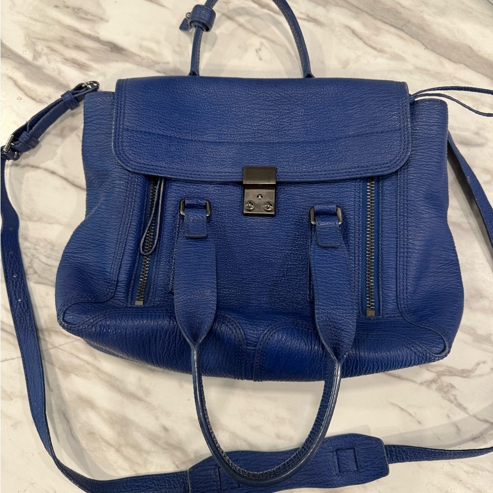 3.1 Phillip Lim Blue Structured Satchel with Top Handles